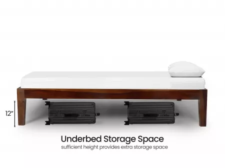 Hugo Solid Wood Queen Size Double Bed with 4 Inches Mattress