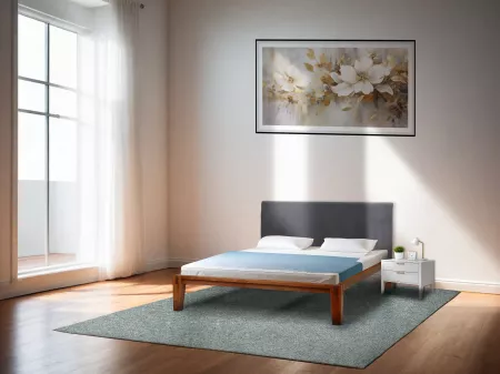 Jade Solid Wood Queen Size Double Bed with 4 Inches Mattress