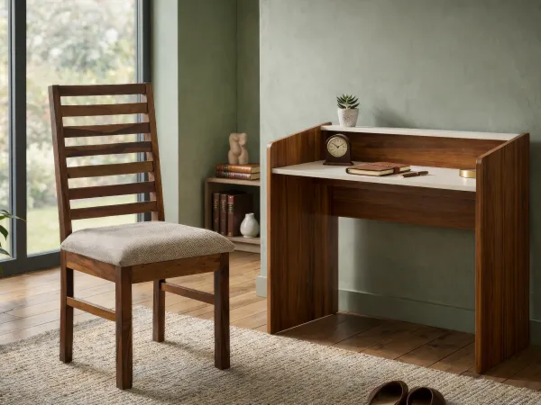 Luna Engineered Wood Study Table With Alexa Wooden Chair
