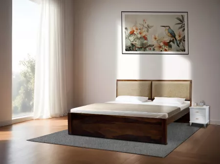Vesta Solid Wood King Size Double Bed with 6 Inches Memory Foam Mattress