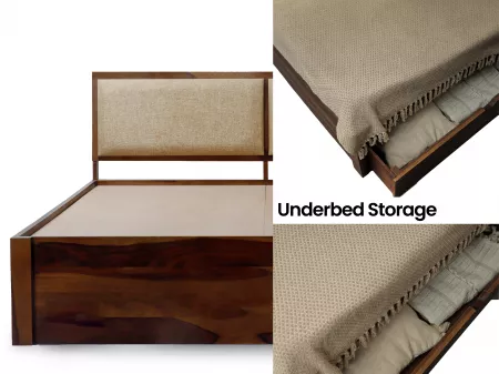 Vesta Solid Wood King Size Double Bed with Storage