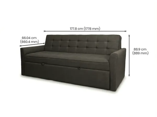 Zenith Sofa Cum Bed in Dark Grey
