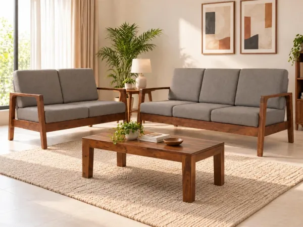 Zora Sofa Set in Grey Color