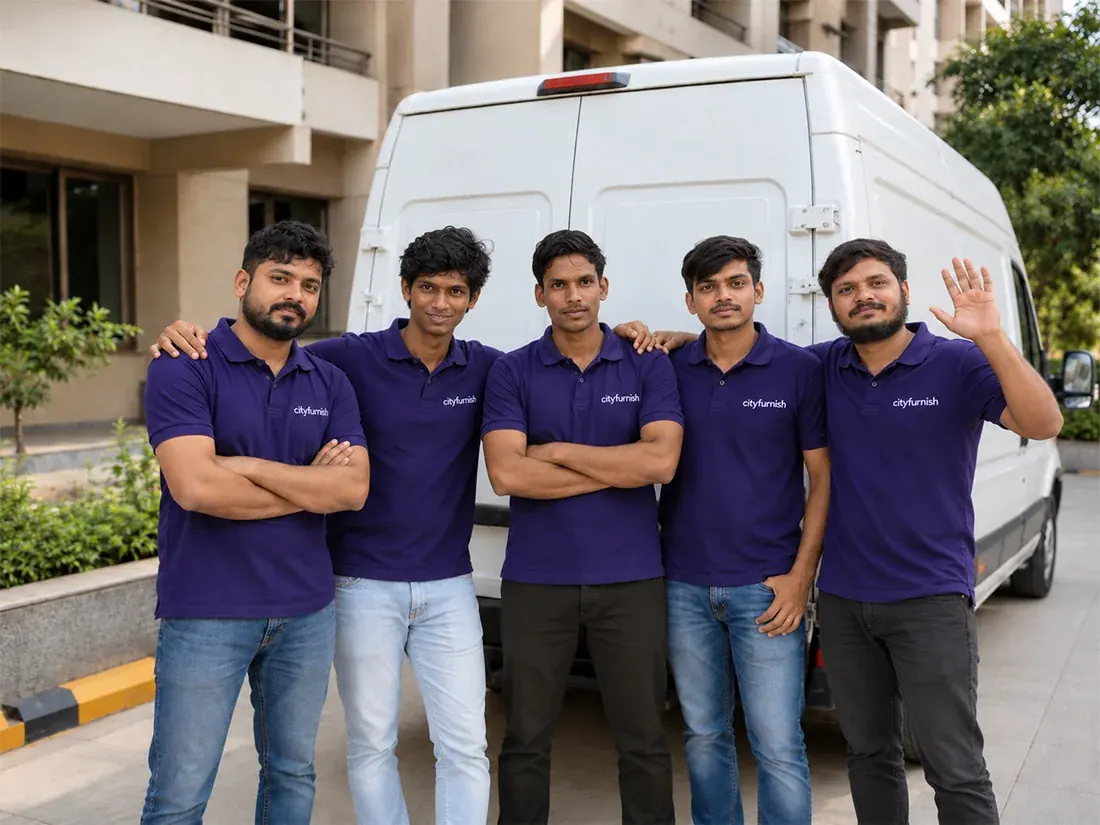 The Cityfurnish delivery crew with their van